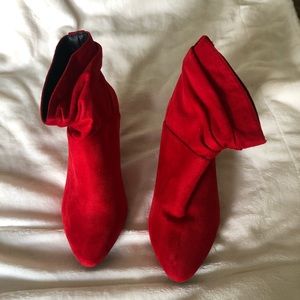 Wide red booties